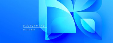 Soyut mavi gradyan tasarımı. Üst üste binen şekiller modern görsel efektler yaratır. Arkaplan için uygun parlak, dinamik bileşim.