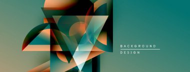 Soyut geometrik şekiller örtüşüyor, dinamik deniz mavisi ve turuncu renkler yaratıyor. Arkaplan ve sunumlar için modern tasarım ögesi.