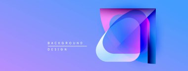 Soyut geometrik şekiller örtüşüyor, canlı mor ve mavi renkler yaratıyor. Arkaplan ve sunumlar için modern tasarım ögesi.