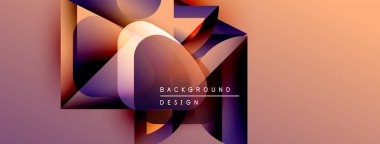 Soyut geometrik şekiller örtüşür, canlı bir değişim etkisi yaratır. Arkaplanda sıcak turuncu ve mor renkler var. Metin arkaplan tasarımı okur.