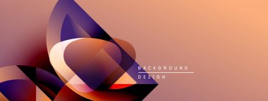 Soyut geometrik şekiller örtüşür, dinamik görsel efekt yaratır. Sıcak renk paleti kompozisyona hükmediyor. Modern tasarım ögesi.