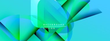 Soyut geometrik şekiller örtüşüyor, canlı turkuazlar yaratıyor, yeşil gradyanlar. Modern tasarım hareket, enerji ve derinlik öneriyor. Metin arkaplan tasarımı okur.