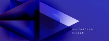 Soyut geometrik şekiller, mavi gradyanlar, modern tasarım. Minimalist kompozisyon dinamik görsel efekt yaratır. Metin arkaplan tasarımı okur.