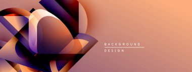 Soyut şekiller örtüşür, dinamik değişim etkisi yaratır. Sıcak tonlar kompozisyona hakim, modern tasarımın estetik olduğunu gösteriyor.