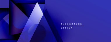 Soyut geometrik şekiller çakışıyor, dinamik mavi gradyanlar yaratıyor. Modern tasarım öğeleri teknoloji, yenilik, gelecek kavramları önerir.