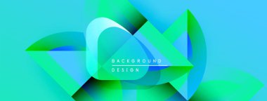 Soyut geometrik tasarım. Canlı turkuaz, yeşil gradyanlar dinamik bileşim oluşturur. Dijital projeler için modern arkaplan.