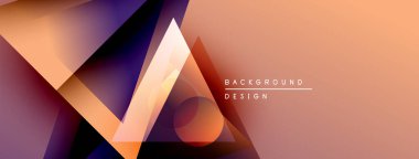 Soyut geometrik şekiller örtüşür, dinamik görsel efekt yaratır. Sıcak renkler kompozisyona hakim, modern tasarımın estetik olduğunu gösteriyor..