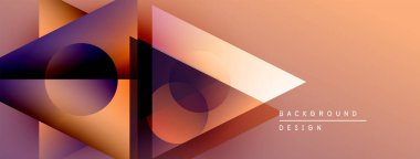 Soyut geometrik şekiller örtüşür ve sıcak bir değişim etkisi yaratır. Tasarım turuncu, mor renkler, modern estetik.
