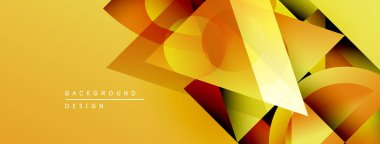 Soyut geometrik şekiller örtüşüyor, parlak sarı, turuncu renkler yaratıyor. Tasarım metin arkaplanı, tasarım içerir. Modern estetik.