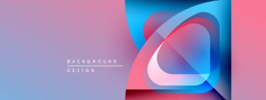 Soyut tasarım katmanlı daireler, canlı renkler içerir. Mordan pembeye, mavi renklere geçişler mevcut. Minimum metin arkaplan tasarımı okur.