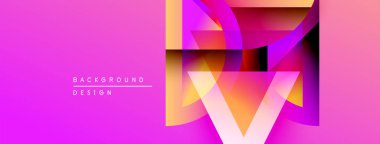Soyut enerjik tasarım. Pembe mor gradyan arka plan. Geometrik şekiller modern görsel efekt oluşturur. Tarz bileşimi.