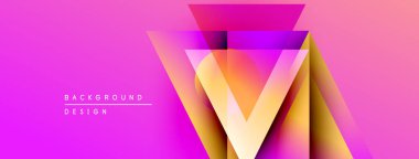 Canlı pembe arka plan katmanlı geometrik şekiller. Altın, mor renkler modern soyut tasarım yaratır. Metin arkaplan tasarımı okur.