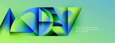 Soyut geometrik şekiller örtüşüyor, canlı turkuazlar yaratıyor, yeşil gradyanlar. Arkaplan ve sunumlar için modern tasarım ögesi.