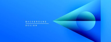 Parlak mavi eğimli arka plan. Üst üste binen şekiller soyut tasarım yaratır. Metin arka plan tasarımı okur. Modern, minimalist estetik.