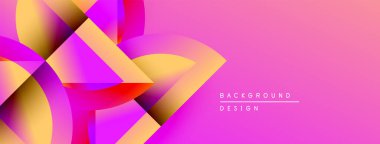 Soyut enerjik tasarım akış şekilleri, gradyanlar. Pembe egemen, sarı ve mor renklerde vurgulanıyor. Modern, dinamik kompozisyon.