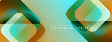 Soyut geometrik şekiller çakışıyor. Renkler modern görsel efekt yaratır. Hafif turkuaz arkaplan tasarım ögelerini geliştirir.