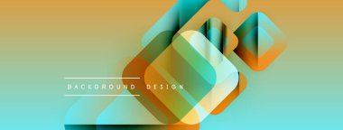 Soyut geometrik şekiller örtüşür, canlı bir gradyan arkaplan oluşturur. Modern tasarım elementleri dinamik görsel deneyim önerir.