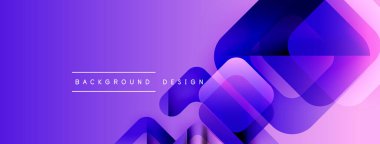 Mor eğimli arkaplan özellikleri üst üste binen kareler, dikdörtgenler. Modern tasarım elementleri dinamik görsel efekt yaratır. Metin arkaplan tasarımı okur.
