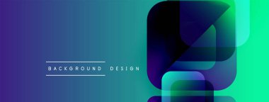 Soyut eğim arkaplanı. Üst üste binen kareler dinamik görsel efekt yaratır. Mavi, canlı yeşile dönüşüyor. Modern tasarım ögesi.