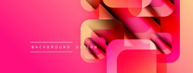 Soyut pembe dizayn özellikleri üst üste binen şekiller, gradyanlar. Metin elementleri arka planı ve tasarımı olan modern arkaplan. Canlı, dinamik bileşim.