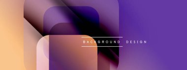 Soyut şekiller örtüşüyor, renk değişimleri yaratıyor. Tasarım şeftali rengi, mor renkler. Minimalist estetik, modern his.