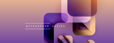 Soyut geometrik şekiller örtüşüyor, canlı mor, turuncu gradyan oluşturuyor. Metin arka plan tasarımı okur. Modern görsel sunum.