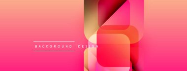 Soyut eğim arkaplanı. Pembe, sarı renkler düzgün bir şekilde harmanlanır. Üst üste binen yuvarlak kareler derinlik yaratır, modern estetik. Metin arkaplan tasarımı okur.