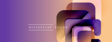 Soyut geometrik şekiller örtüşür, değişken mor, turuncu renkler yaratır. Minimalist tasarım katmanların altında merkezlenmiş metin arkaplan tasarımı içerir.