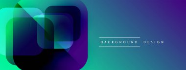 Soyut geometrik şekiller örtüşür, canlı bir değişim etkisi yaratır. Mavi, yeşil, mor renkler kompozisyona hakim. Modern tasarım ögesi.