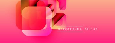 Soyut geometrik şekiller örtüşüyor, canlı pembe, turuncu gradyan oluşturuyor. Arkaplan ve sunumlar için modern tasarım ögesi.