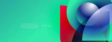 Soyut geometrik şekiller turkuaz arka planla örtüşür. Kırmızı element kontrastı ekler, modern görsel efekt yaratır. Tasarım metin etiketini içerir.