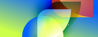 Soyut renkli şekiller dinamik görsel efektler yaratır. Gradyan renkler düzgün bir şekilde harmanlanarak modern arkaplan tasarımı oluşturur.