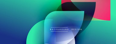 Soyut gradyanlar harmanlanarak, dinamik görsel akış yaratır. Modern tasarım elementleri yenilik, enerji ve sofistike olmayı önerir. Arkaplan özellikleri katmanlı şekiller, canlı renkler.