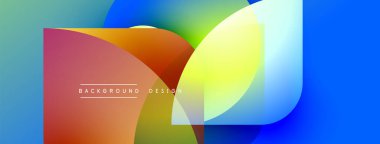 Soyut renkli arkaplan. Üst üste binen daireler dinamik görsel efekt yaratır. Modern tasarım elementleri canlı renkler sunar.