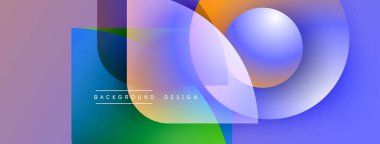 Soyut geometrik şekiller örtüşüyor, canlı renk eğimleri yaratıyor. Modern tasarım elementleri dijital sanatı, pürüzsüz geçişleri öneriyor.