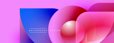 Soyut, enerjik bir arkaplan. Üst üste binen daireler dinamik değişim etkisi yaratır. Pembe, mavi, kırmızı renkler kompozisyona hakim. Modern tasarım ögesi.