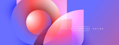 Soyut kompozisyon, üst üste binen daireler, kareler. Renkler maviyle pembeye karışıp modern görsel efekt yaratır..