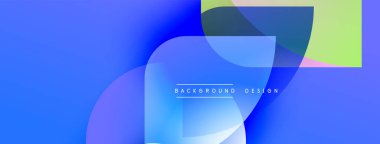 Soyut mavi arkaplan. Üst üste binen şekiller dinamik görsel efekt yaratır. Modern tasarım elementleri pürüzsüz eğimler sunar.