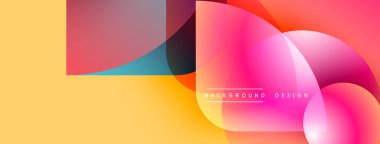 Soyut, enerjik şekiller çakışıyor. Sıcak renkler baskın gelir, dinamik görsel efekt yaratır. Modern tasarım elementleri pürüzsüz eğimler sunar.