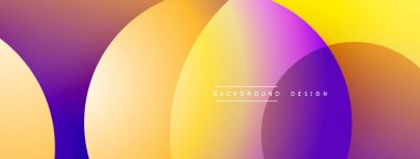 Soyut renkli çemberler çakışıyor. Dereceli tonlar sarıdan mora dönüşüyor. Arkaplan ve sunumlar için modern tasarım.