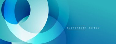 Soyut mavi tasarım, üst üste binen daireler, gradyanlar. Modern estetik, arka planlar ve sunumlar için uygun. Temiz, dinamik bileşim.