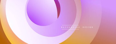 Soyut eğimler katmanlı daireler oluşturur. Yumuşak mor, turuncu renkler düzgün bir şekilde harmanlanır. Minimalist tasarım modern estetiği öneriyor.