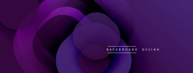 Soyut mor tasarım, üst üste binen daireler oluşturarak dinamik görsel efekt yaratır. Dereceli gölgeler derinlik ekler, modern estetik.