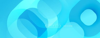 Soyut mavi katmanlar akıcı ve dinamik bir zemin oluşturur. Pürüzsüz şekiller üst üste biniyor, hareket ve derinliği gösteriyor. Modern tasarım ögesi.