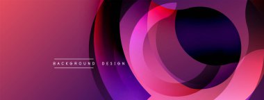 Soyut eğim arkaplanı. Üst üste binen daireler dinamik görsel efekt yaratır. Sancaklar ve sunumlar için modern tasarım uygun.