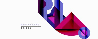 Soyut geometrik bileşim. Canlı mor, mor renkler dinamik etkileşim yaratır. Şekiller örtüşüyor, derinlik ve hareket olduğunu gösteriyor. Arkaplan ve sunumlar için modern tasarım ögesi.