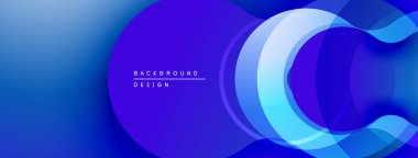 Soyut mavi eğimli arkaplan. Üstüste binen yarı saydam şekiller dinamik görsel efekt yaratır. Dijital projeler için modern tasarım ögesi.