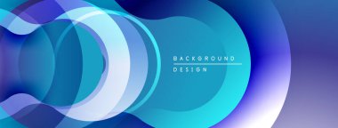 Soyut akışkan şekiller, mavi tonlar baskın. Gradyan etkisi derinlik yaratır, modern tasarım unsuru. Yumuşak kıvrımlar hareketi gösterir.