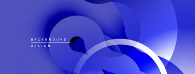 Soyut mavi tasarım, üst üste binen sıvı şekilleri içerir. Gradyan gölgeler derinlik yaratır, modern estetik. Minimalist kompozisyon, temiz çizgiler.