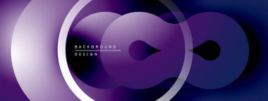 Soyut mor tasarım, üst üste binen daireler, gradyanlar. Modern, akışkan şekiller dinamik görsel efektler yaratır. Minimalist stil.